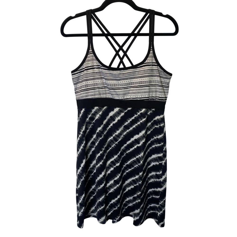Lola Activewear Dress Womens Large Black White Mixed Print Strappy Tennis Golf
